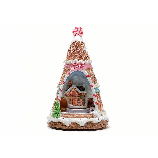 Resin Christmas Rotating Train Night Light with Music and LED Lamp Style 2