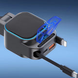 96W Retractable Car Charger – Dual Cables with LED Display