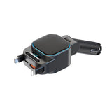 96W Retractable Car Charger – Dual Cables with LED Display