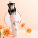 Cordless 2-in-1 Hair Styling Brush Straightener & Curler for Travel
