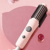 Cordless 2-in-1 Hair Styling Brush Straightener & Curler for Travel