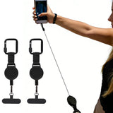 2Pcs Retractable Anti-Theft Phone Tether Wrist Strap 60cm Locking Clip for Travel Hiking Outdoor Activities