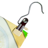 5 Pcs Stainless Steel Metal Hanging Hook Clips Space-Saving Clothespin Travel Hanging Hook Clips Apricot