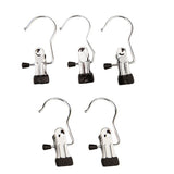 5 Pcs Stainless Steel Metal Hanging Hook Clips Space-Saving Clothespin Travel Hanging Hook Clips Black