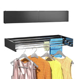 Wall Mounted Foldable Laundry Drying Rack Adjustable Clothes Drying Rack Black