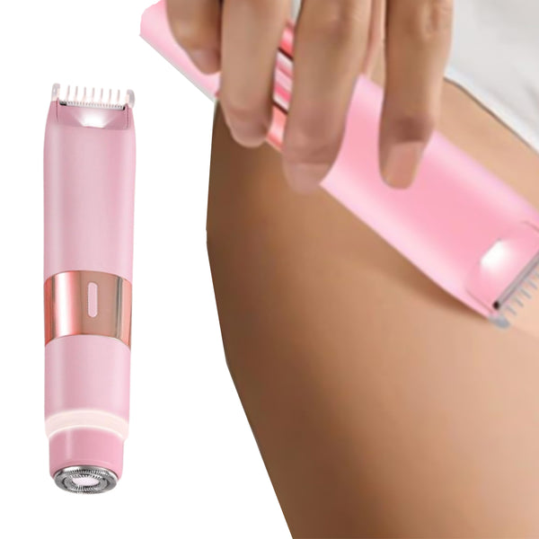 Dual Head Electric Hair Shaver for Women Painless Bikini Trimmer for Leg Arm Body Face Pink
