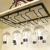 4-Slot Wine Glass Rack Holder Hanging Under Cabinet Stemware Storage Hanger for Kitchen Bar Black