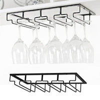 4-Slot Wine Glass Rack Holder Hanging Under Cabinet Stemware Storage Hanger for Kitchen Bar Black