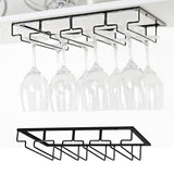 4-Slot Wine Glass Rack Holder Hanging Under Cabinet Stemware Storage Hanger for Kitchen Bar Black
