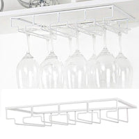 4-Slot Wine Glass Rack Holder Hanging Under Cabinet Stemware Storage Hanger for Kitchen Bar White