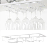 4-Slot Wine Glass Rack Holder Hanging Under Cabinet Stemware Storage Hanger for Kitchen Bar White