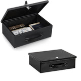 Fireproof Document Box with Key Lock Secure Lock Boxes for Documents Jewelry Cash Black