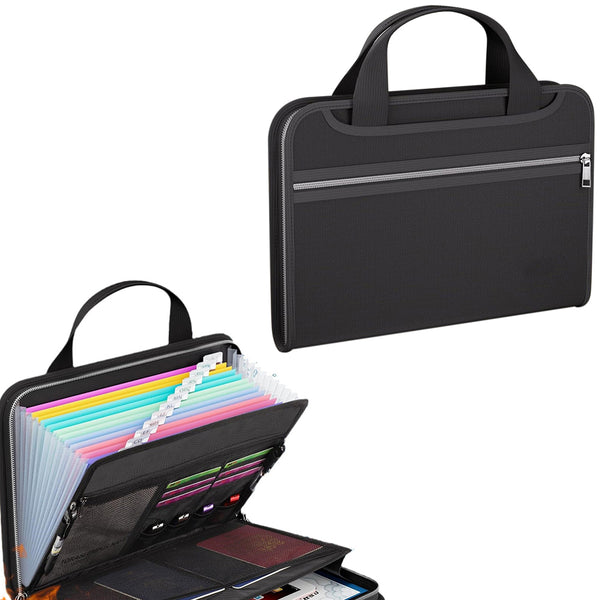 Fire Resistant Accordion File Organizer with Handle  A4 Files Transparent Expanding Folder with Multi-Pockets