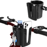 3-in-1 Bike Cup Holder with Cell Phone Keys Holder Water Bottle Holder for Bicycles Black