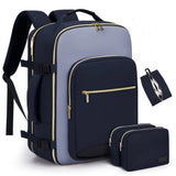 4Pcs Set Travel Luggage Bags 40L Backpack fits 17" Laptop with 3 Packing Cubes Navy
