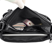 Women Multi Pocket Crossbody Bag Ladies Shoulder Bag PU Leather Mommy Bag Black