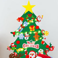 DIY Felt Christmas Tree Set – 41 Ornaments with LED String Lights for Kids