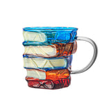 300ml Painted Book Mug Novelty Glass Coffee Cup for for Book Lover Style 1
