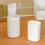 Portable 180 ml Tooth Brush Holder and Toothpaste Cover Container with Mouthwash Cup White