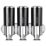 3-Chamber Shower Soap Dispenser Wall-Mounted Shampoo and Conditioner Dispenser with Visible Window Black