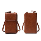 PU Leather Women’s Phone Pouch Crossbody Bag Wallet Brown