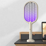 2 in 1 UV Light Mosquito Trap 3 Layer Grid USB Charging Electric Fly Swatter Bug