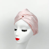 100% Silk Bonnet Sleep Cap for Women Hair Care Adjustable Knotted Turban Hat Pink