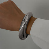 3Pcs Women’s Chunky Bangle Bracelets – Wide Stackable Wrist Cuffs Fashion Jewelry Gift Silver