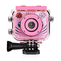 Water-Resistant Underwater Camera for Kids Sports Camera Digital Action Camera with 32GB TF Card Pink