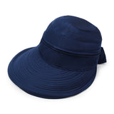 Detachable Wide Brim Sun Hat 2 in 1 with Zipper for Women Navy Blue