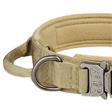 Heavy Duty Tactical Dog Collar Military Pet Collar With Metal Buckle Adjustable Khaki