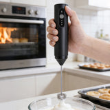 3-Speed Rechargeable Milk Frother Hanheld for Matcha Lattes Cappuccino Black