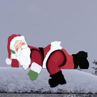 Santa Peeking Over Fence Sign Outdoor Christmas Yard Decoration for Garden