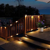 4Pcs Set Solar LED Deck Lights Outdoor Step Fence Lamp for Stairs Path Garden Patio Pathway