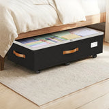 Large Under Bed Storage with Wheels Lid Handle Foldable Bin for Clothes