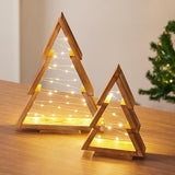 2Pcs Wooden Christmas Tree Decor with Lights Christmas Holiday Decorations