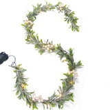 2Pcs Christmas Mistletoe Rattan String Light Artificial Flower Garland Xmas Holiday Decor White