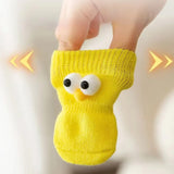 16Pcs Set Anti-Slip Dog Socks Stretchable Footwear Paw Protector for Indoor Use Big Eye Style