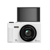 5K Digital Camera with 180-Degree Flip Screen Vlogging Camera with 64GB Card for Beginners White