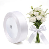 Double Sided Satin Ribbon 22m Polyester for Christmas Gift Wrap White