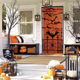 Large Halloween Door Curtain with Bat Spider Web for Party Decoration