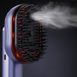 Portable Wireless Electric Hair Comb with Vibration and Oil Mist Spray Purple