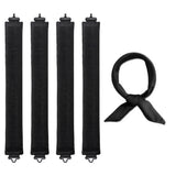 4PCS Heatless Hair Curlers Set for Overnight Styling No-Damage Hair Tools Black