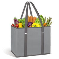 3Pcs Reusable Grocery Bag Non-Woven Shopping Tote Bag with Handles Gray