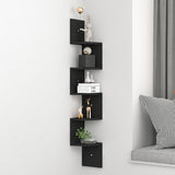5 Tier Corner Zigzag DVD CD Storage Shelf Wall Mount Display Rack Black