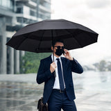Auto Open Golf Umbrella 30 Inch Extra Large Double Layer Windproof Black