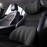2Pcs Set Lumbar Neck Support Pillow Memory Foam Cushion for Car Office Chair Seat Dark Gray
