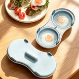 Microwave Egg Cooker Double Layer with Poached Egg Steamer Blue