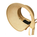 Adjustable Foldable Sun Visor Hat Wide Brim Open Top for Outdoor Khaki