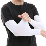 3 Pair 40cm Straight Nylon Spandex Cooling Arm Sleeves without Thumb Holes White